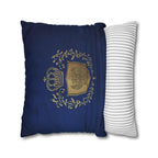 Royal Coat of Arms Pillowcase - Regal Golden Emblem on Royal Blue , Elegant Luxury Decor