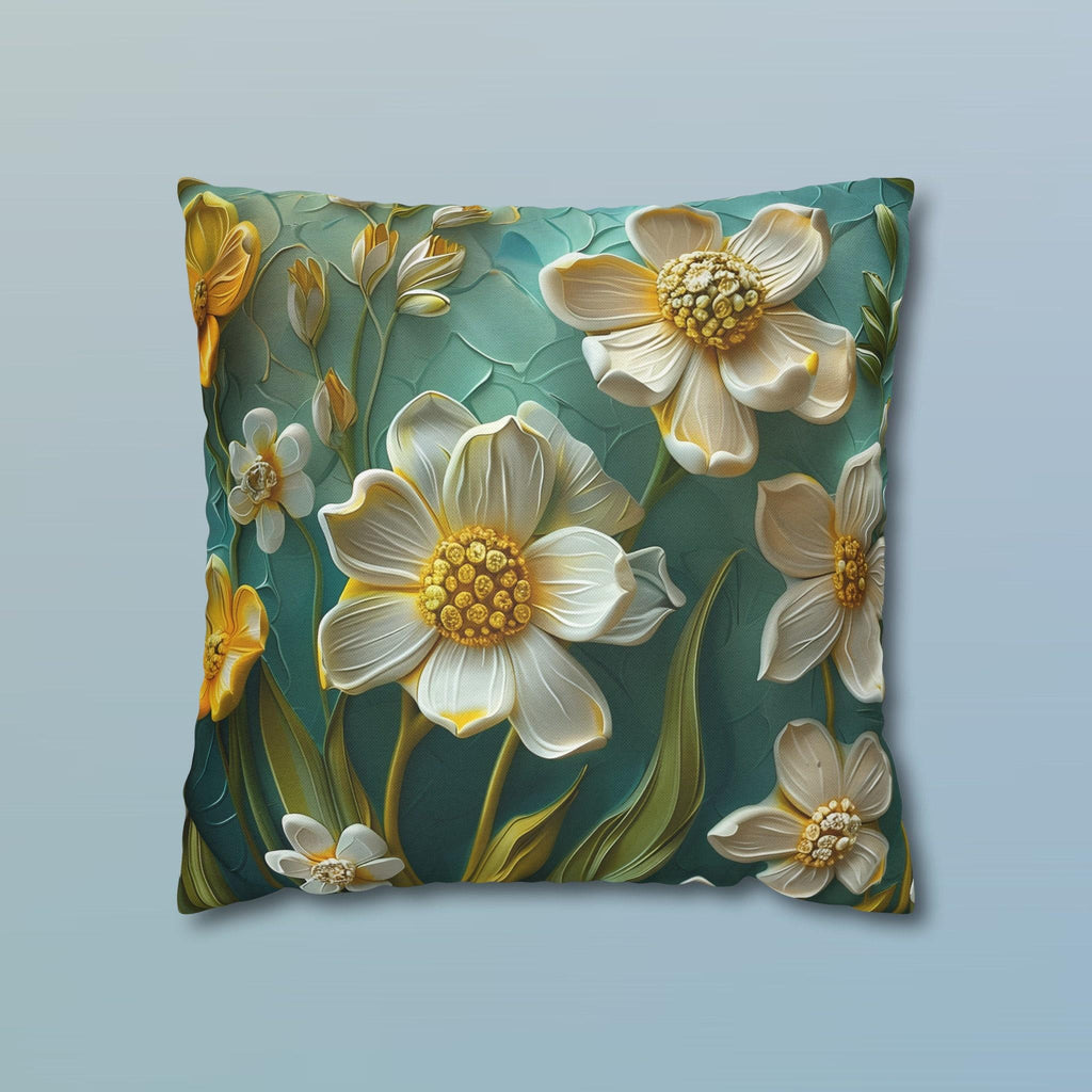 Teal Floral Pillow Cover: Clementine Botanical Garden Accent Cushion