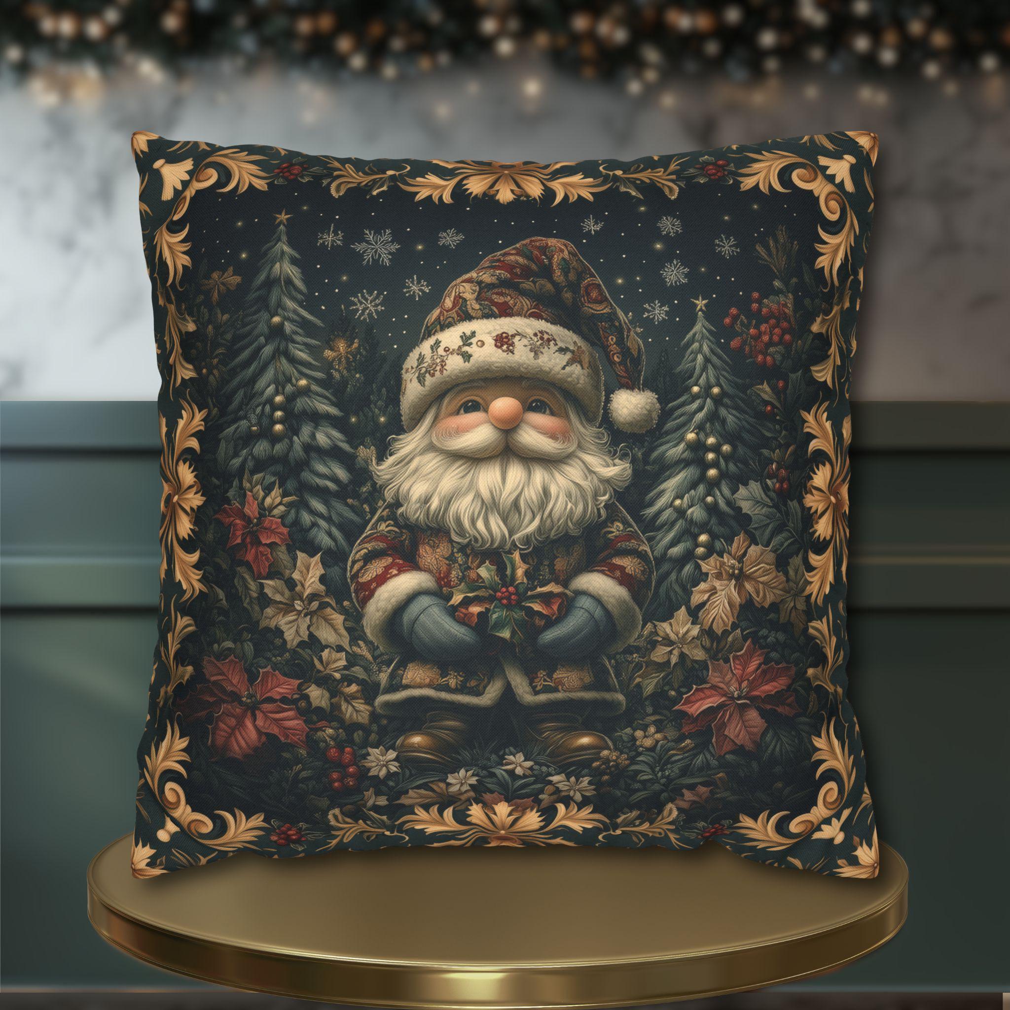 William Morris Christmas Gnome Pillow Cover: Vintage Style Santa Holiday Decor