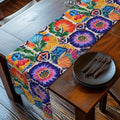 Mexican Table Runner: Colorful Floral Tile Pattern Celebrating the Artistry of Mexico