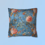 Chinoiserie Pillow Cover: Vintage Inspired Floral Peonies on Blue