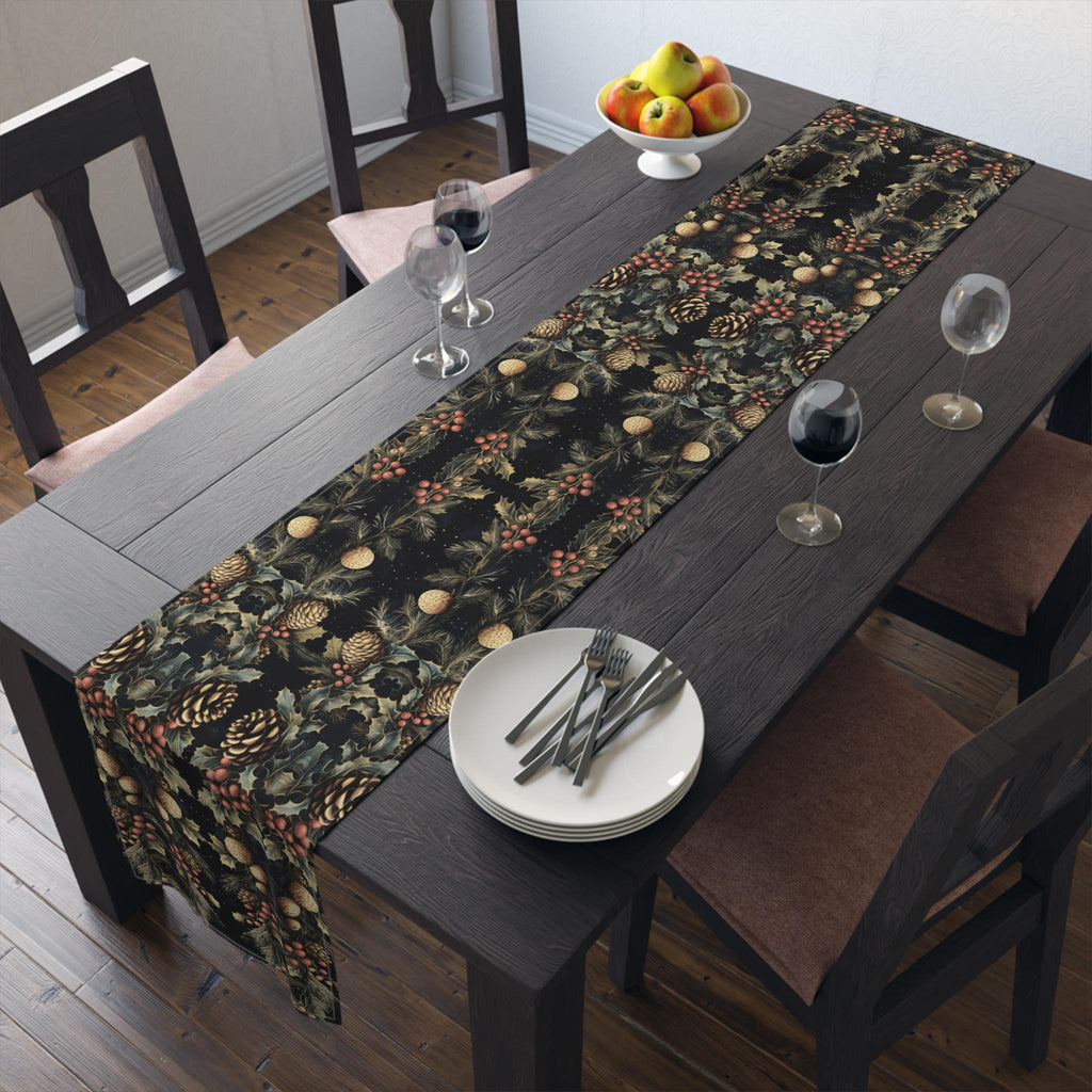 Festive Pinecone Table Runner: Rustic Woodland Christmas Decor for Holiday Dining