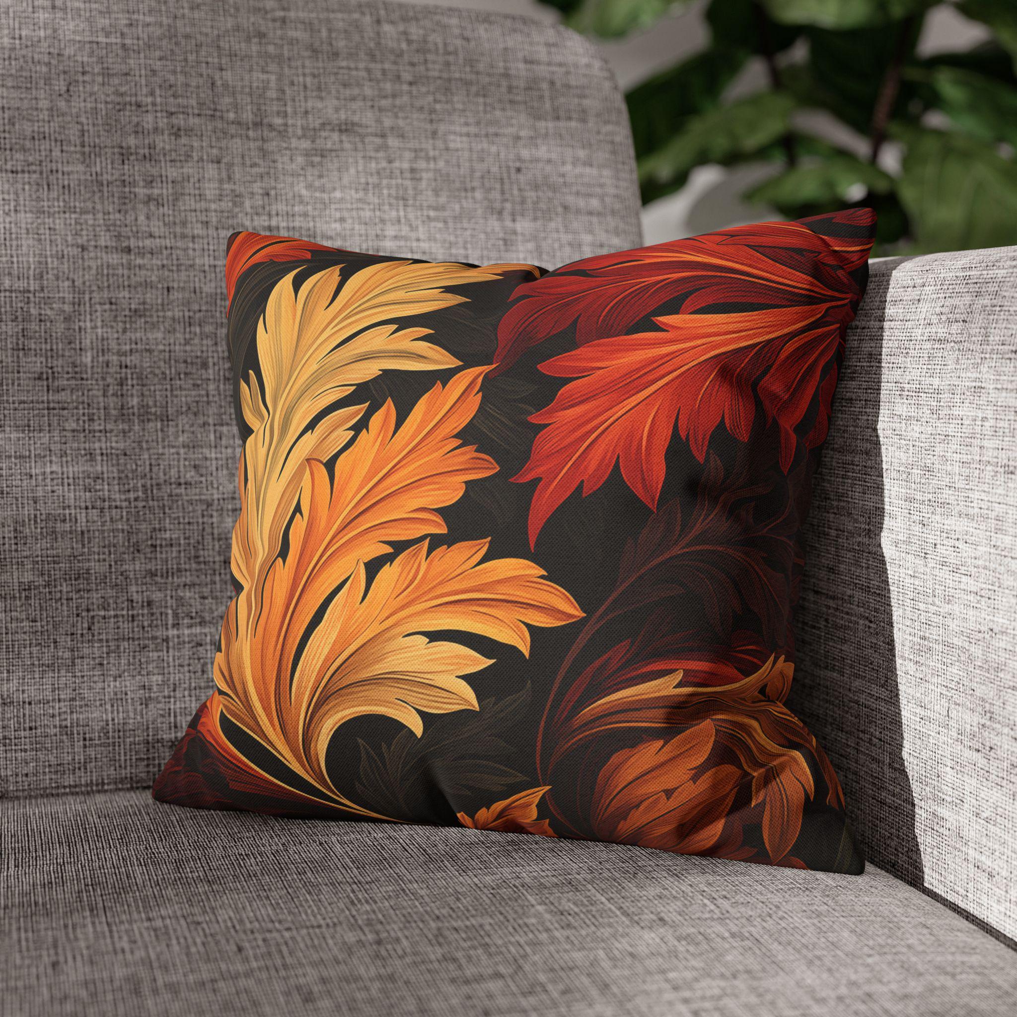 William Morris Autumn Leaves Pillow Cover: Vintage Style Harvest Swirl Accent