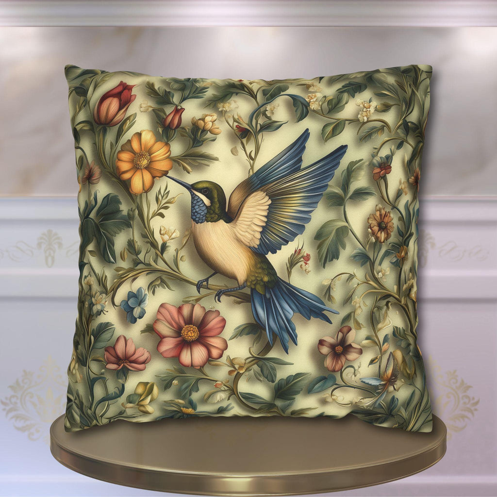 William Morris Hummingbird Pillow Cover: Vintage Garden Inspired Arts and Crafts Floral Accent