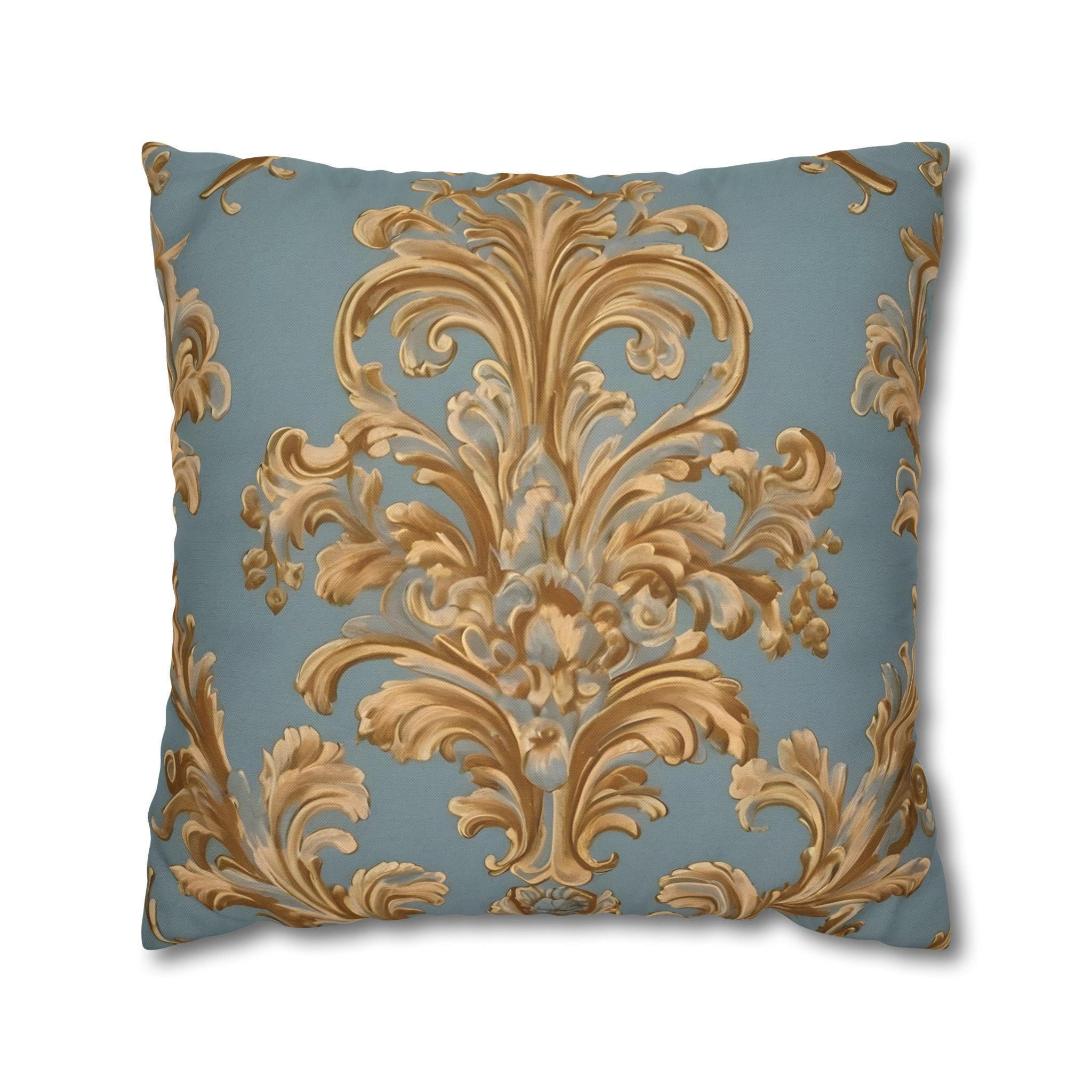 Rococo Accent Pillow Cover: Ornate Gold Leaves (14x14 to 20x20 inches)