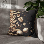 Christmas Pillow Cover: Beige Holiday Motifs, Starry Sky