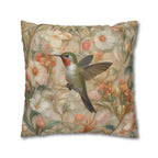 William Morris Hummingbird Pillow Cover: Peach Vintage Style Garden Cushion