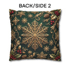 Emerald Green Holiday Pillow Cover: Brushed Gold Snowflake, Jewel Tone Christmas Urban Decor