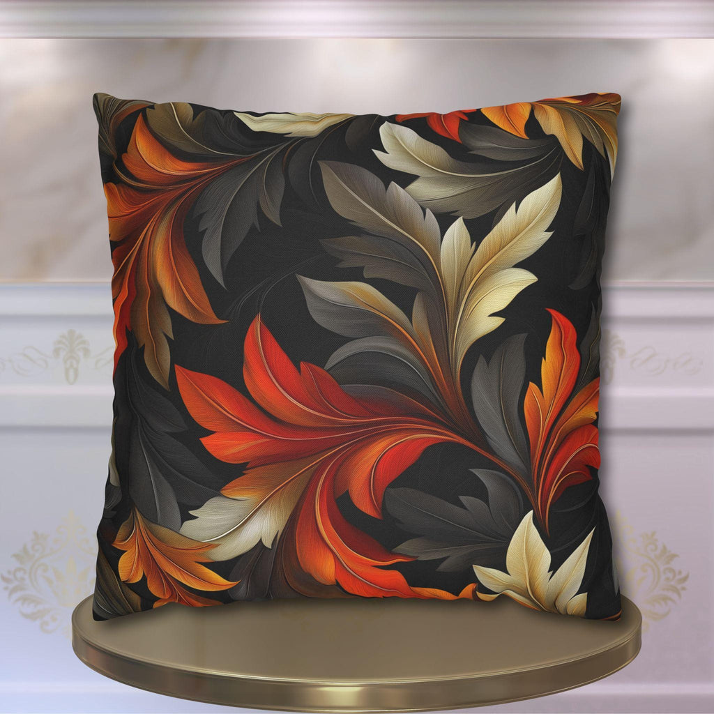William Morris Inspired Pillow Cover: Black Autumn Leaves Tapestry Cushion