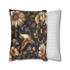 Elegant William Morris Inspired Hummingbird Floral Pillow Cover - Navy Background Art Lover Gift