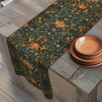 William Morris Botanical Table Runner: Golden Ochre Floral Tapestry