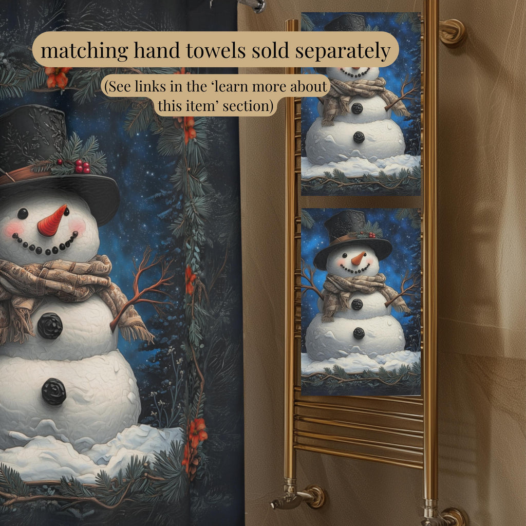 William Morris Inspired Snowman Shower Curtain: Christmas Winter Bath Decor