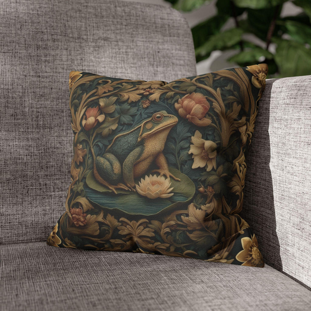 William Morris Inspired Frog Pond Pillow Cover: Botanical Spring & Summer Decor