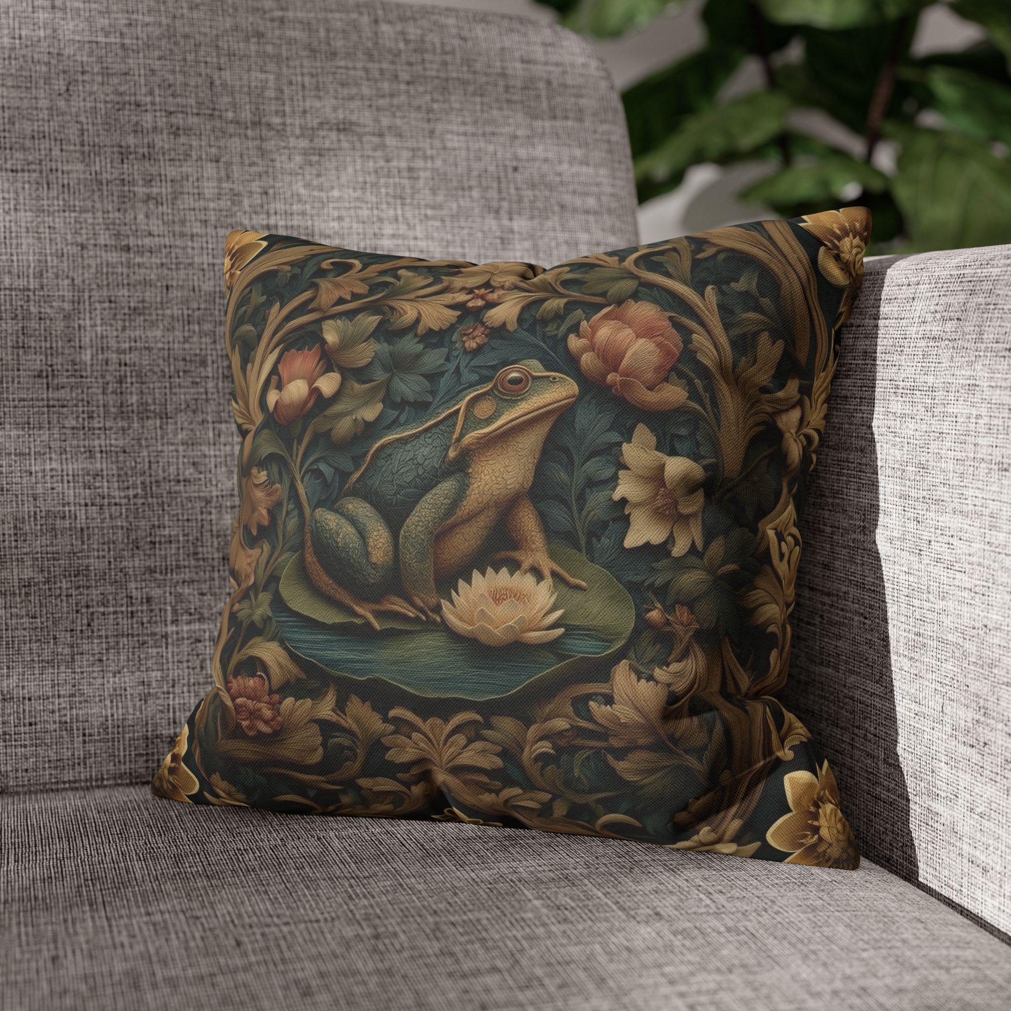 William Morris Inspired Frog Pond Pillow Cover: Botanical Spring & Summer Decor