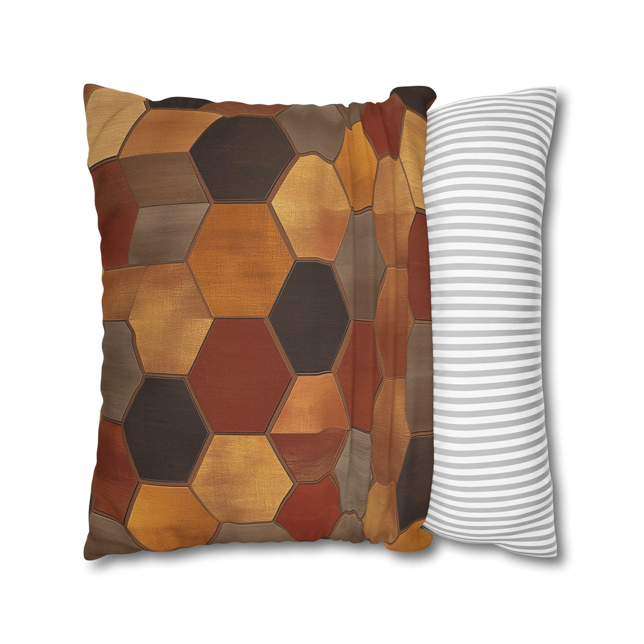 Geometric Hexagon Pillow Cover: Earth Tone Cushion for Modern, Rustic, Mid-Century Decor