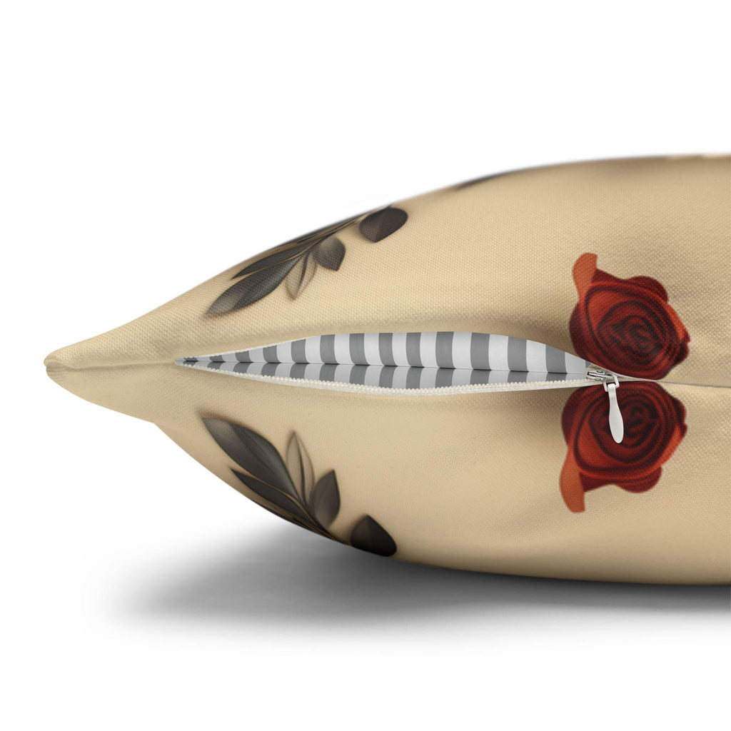 Autumn Floral Pillow Cover, Fall Flowers on Beige (14x14 to 20x20 inches)