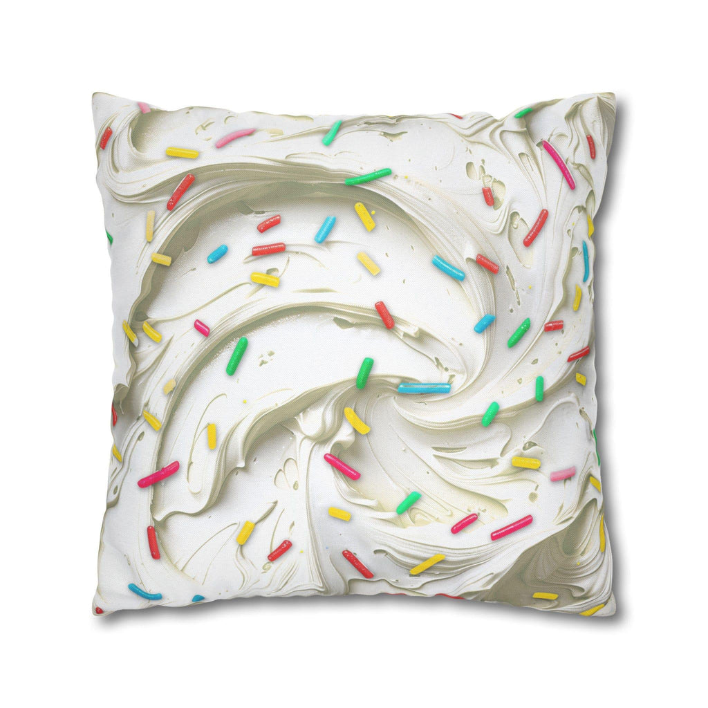 Square Throw Pillow Cover: Simulated Frosting with Rainbow Sprinkles - Sweet Home Decor