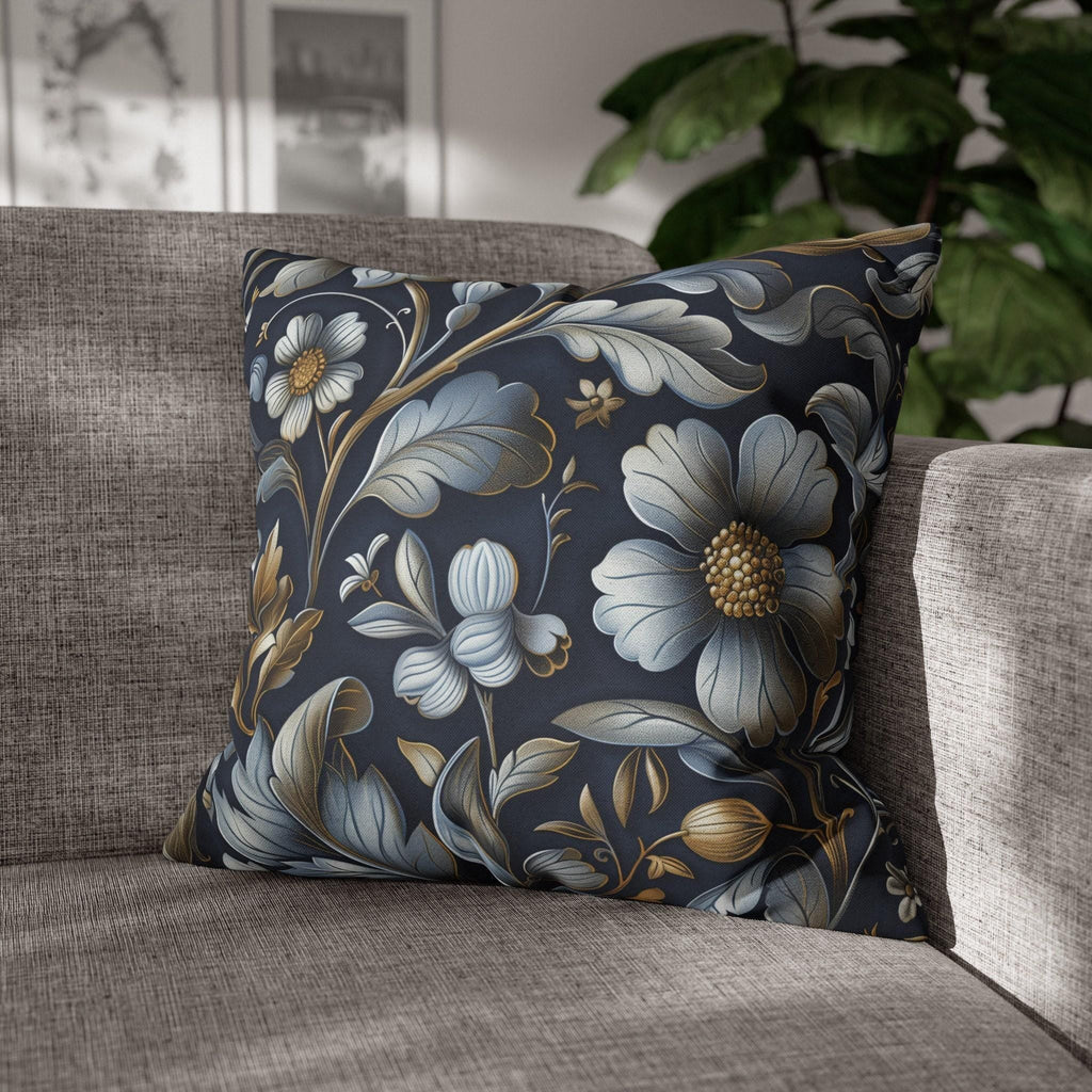 William Morris Pillow Cover: Navy Blue Floral Arts & Crafts Cushion