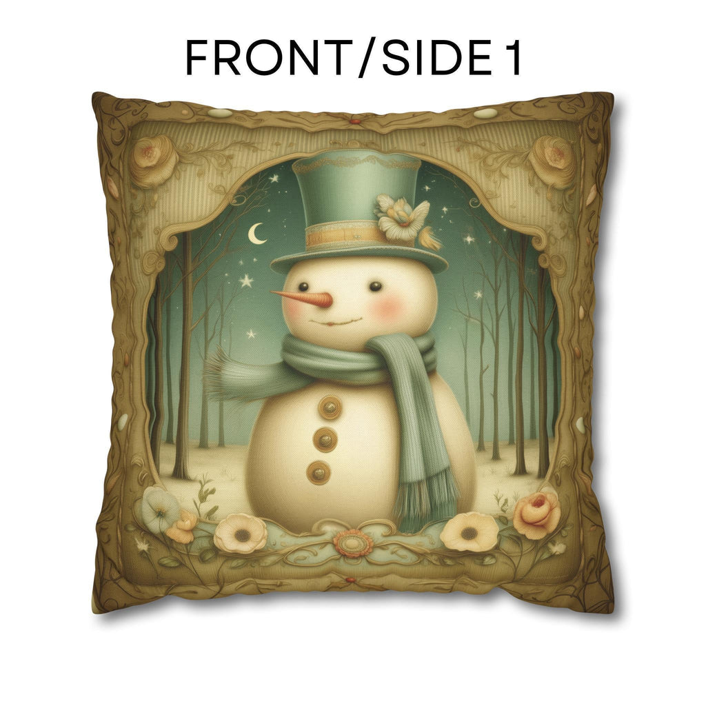 Charming Vintage Style Snowman Pillow Cover: Nostalgic Winter Holiday Accent