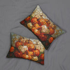 Pumpkin Mosaic Lumbar Pillow, Fall Decor, Stained Glass Effect