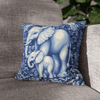 William Morris Inspired Elephant Pillow Cover: Blue & White Botanical Tapestry Cushion Case