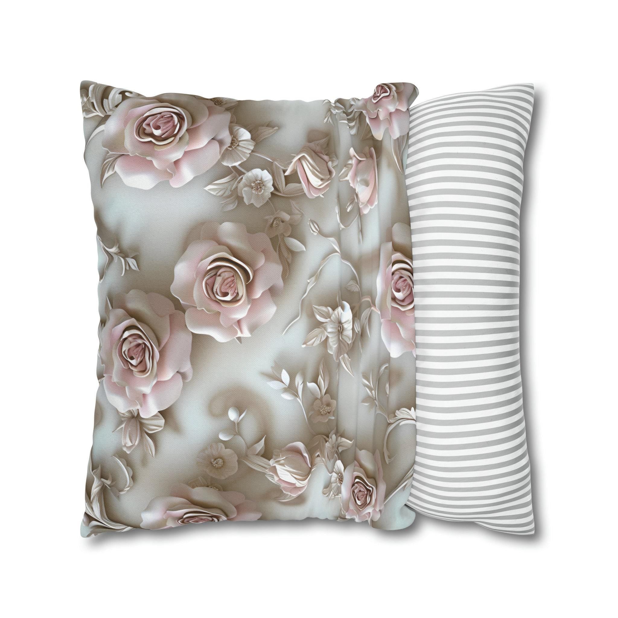 Romantic Soft Pink Roses Cushion Cover: Floral Elegance for Feminine Decor