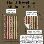 Striped Holly Christmas Hand Towel: Red Green Cream Holiday Botanical Winter Decor