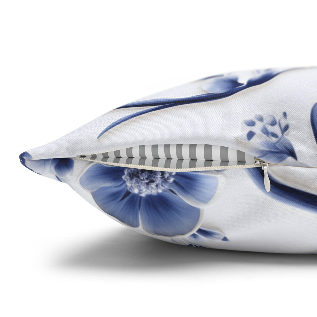 Elegant Chinoiserie Pillowcase: Blue & White Floral Cushion Cover Inspired by Vintage Chinese Porcelain Art