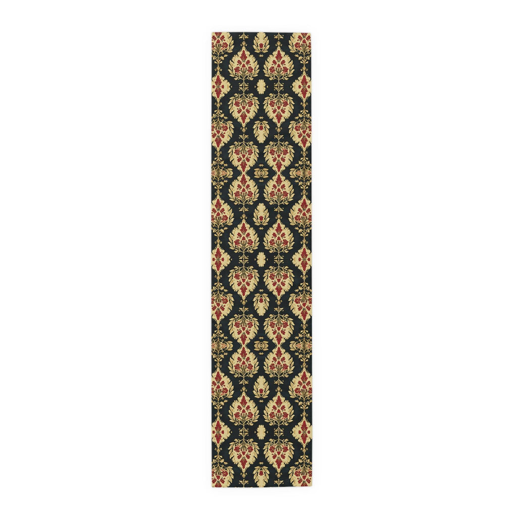 Elegant Ikat Christmas Table Runner: Red Green Gold