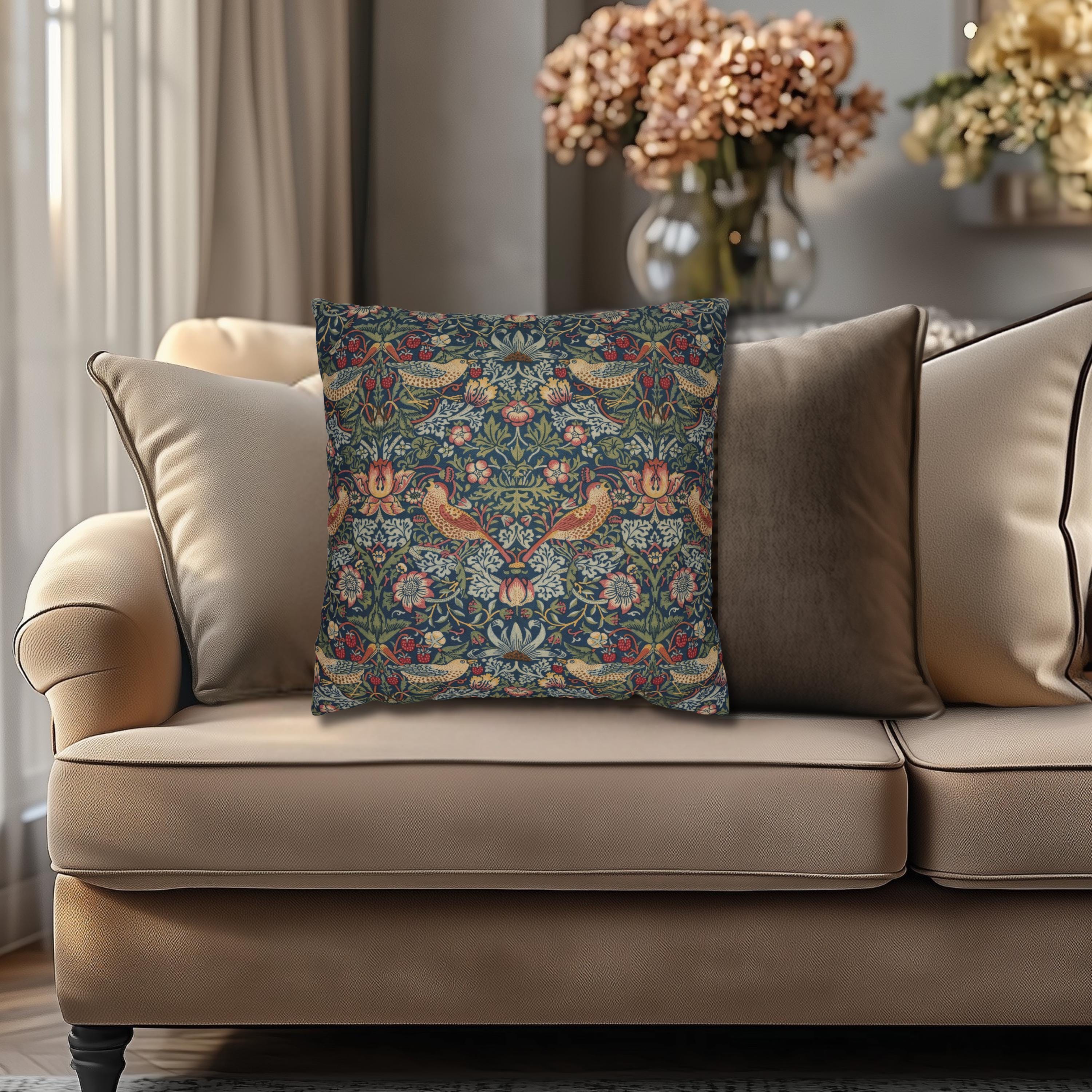 Strawberry Thief Heritage Pillow Cover: William Morris Classic Reimagined