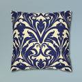 Art Nouveau Floral Pillow Cover, Deep Blue on Off-White