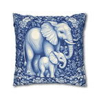 William Morris Inspired Elephant Pillow Cover: Blue & White Botanical Tapestry Cushion Case