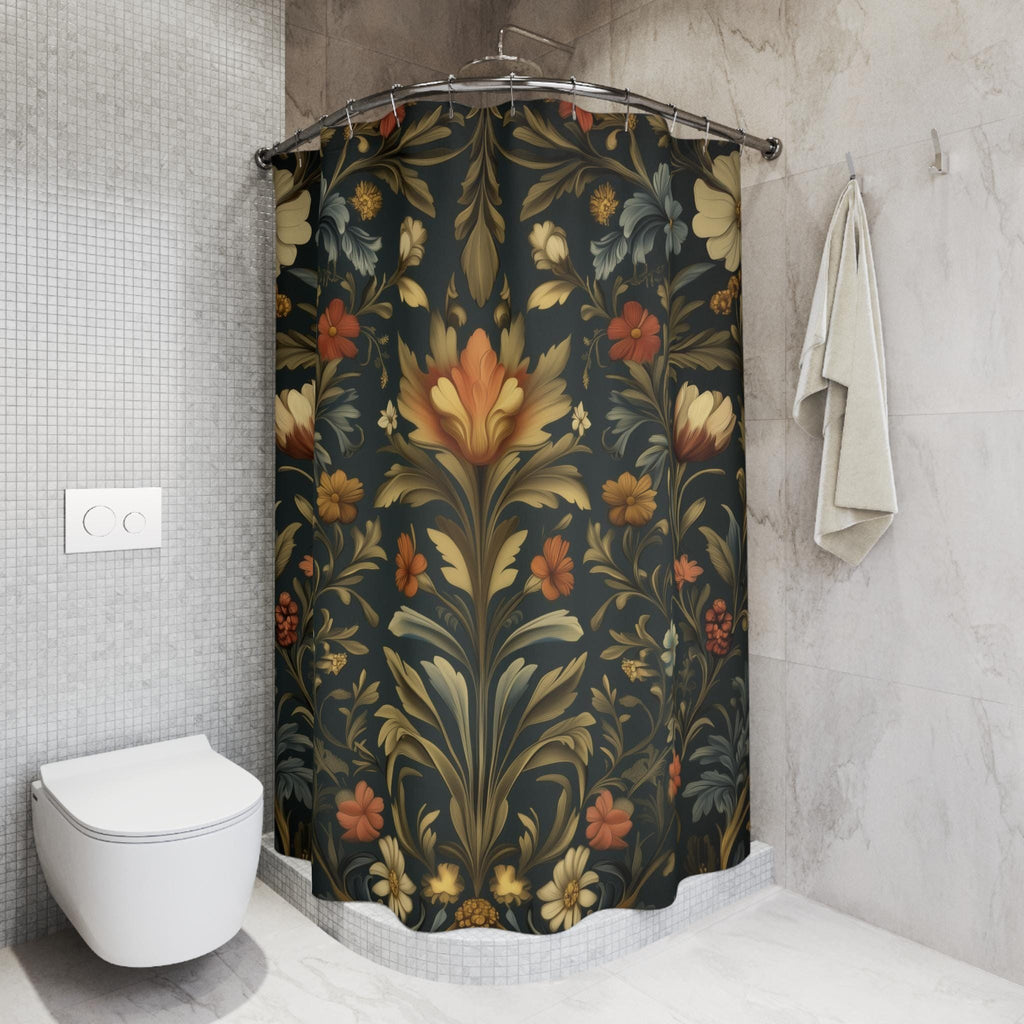 William Morris Botanical Shower Curtain: Golden Ochre Floral Tapestry