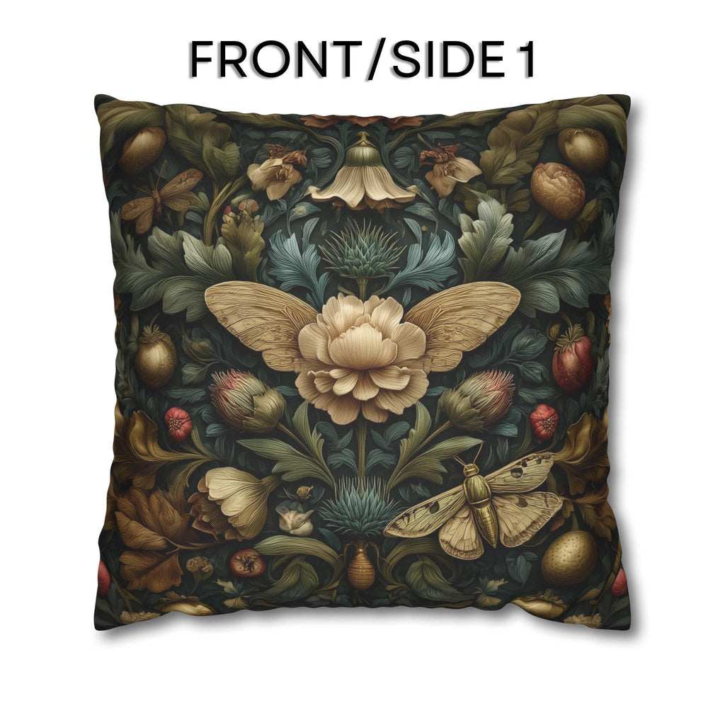 Midnight Morris Moody Pillow Cover: Arts and Crafts Moth Botanical Decor