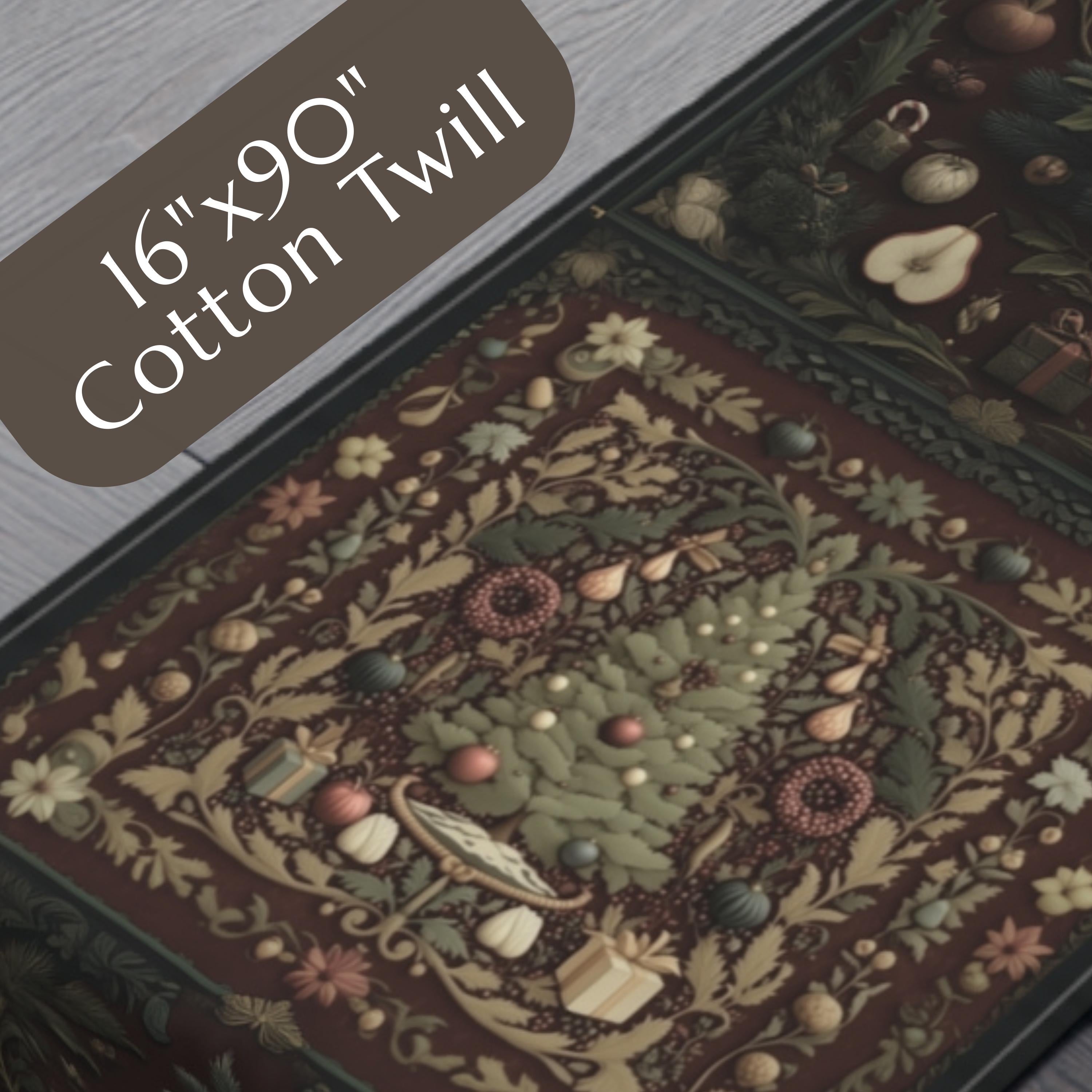 William Morris Inspired Christmas Table Runner: Vintage Style Burgundy & Forest Green Table Decor
