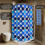 Bauhaus Shower Curtain: Retro Mid Century Modern Polka Dot Bath Decor