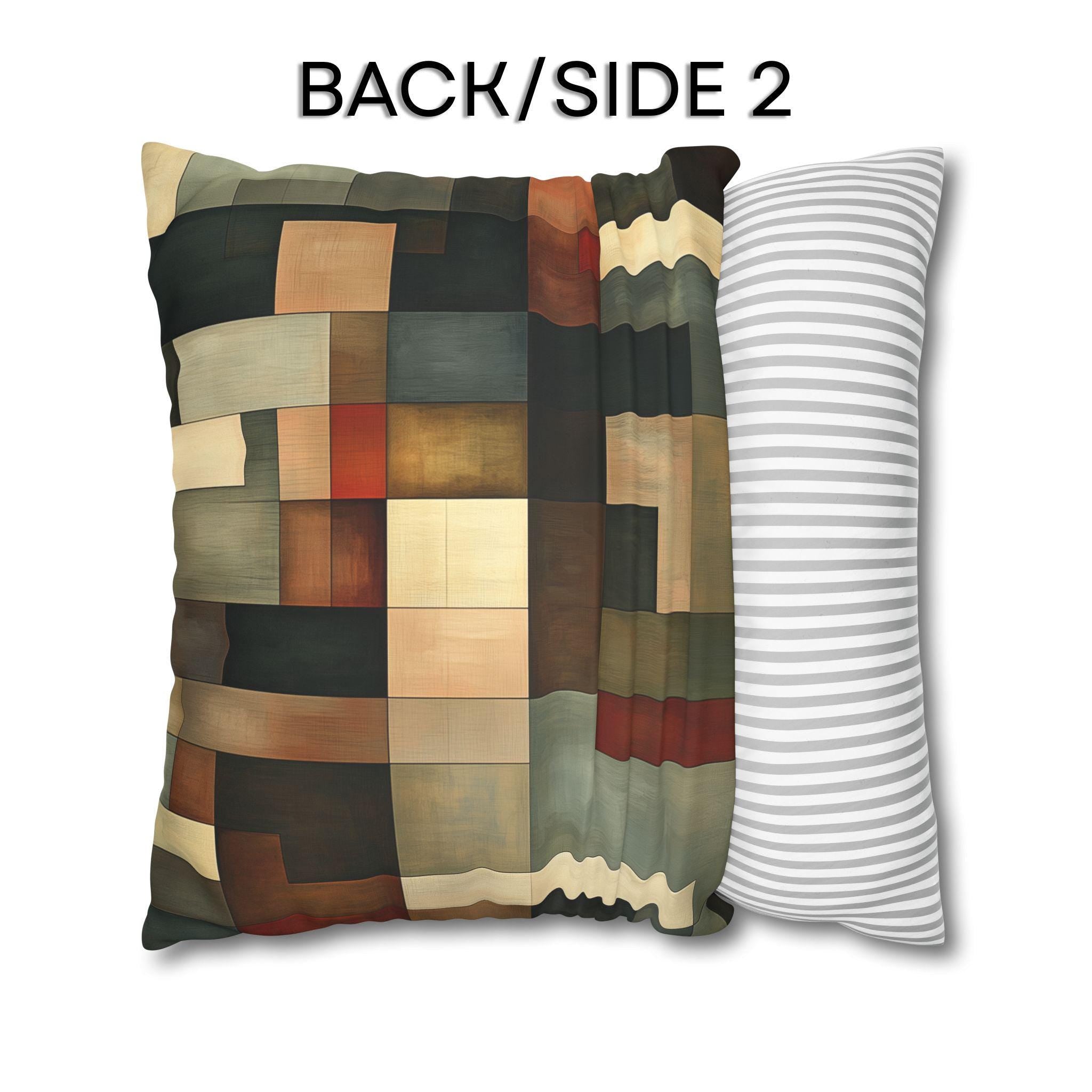 Faux Suede Geometric Pillow Cover, Earthy Abstract Design