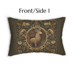 William Morris Inspired Noble Stag Lumbar Pillow: Botanical Woodland Design