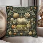 William Morris Inspired Pillow Cover: Vintage Style Autumn Tapestry in Sage and Cream