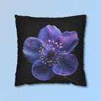 Purple Anemone Floral Pillow Cover, Vivid Flower on Black