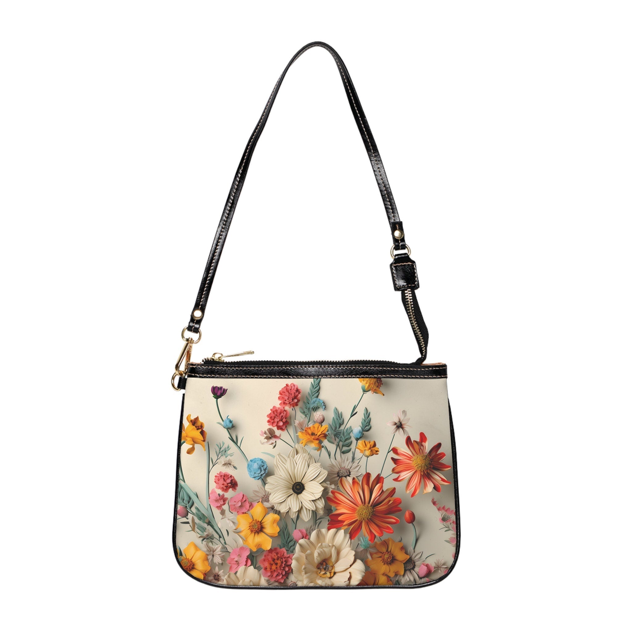 Vintage-Inspired Floral Faux Leather Shoulder Bag: Chic Accessory for Women