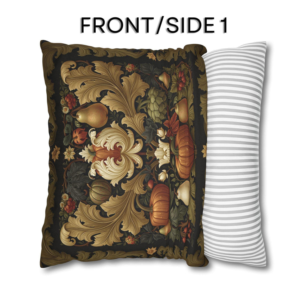 William Morris Inspired Fall Pillow Cover: Autumn Harvest Tapestry, Pumpkin, Pear & Gold