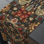 William Morris Nutcracker Christmas Table Runner: Red, Green, Gold Vintage Style Holiday Dining