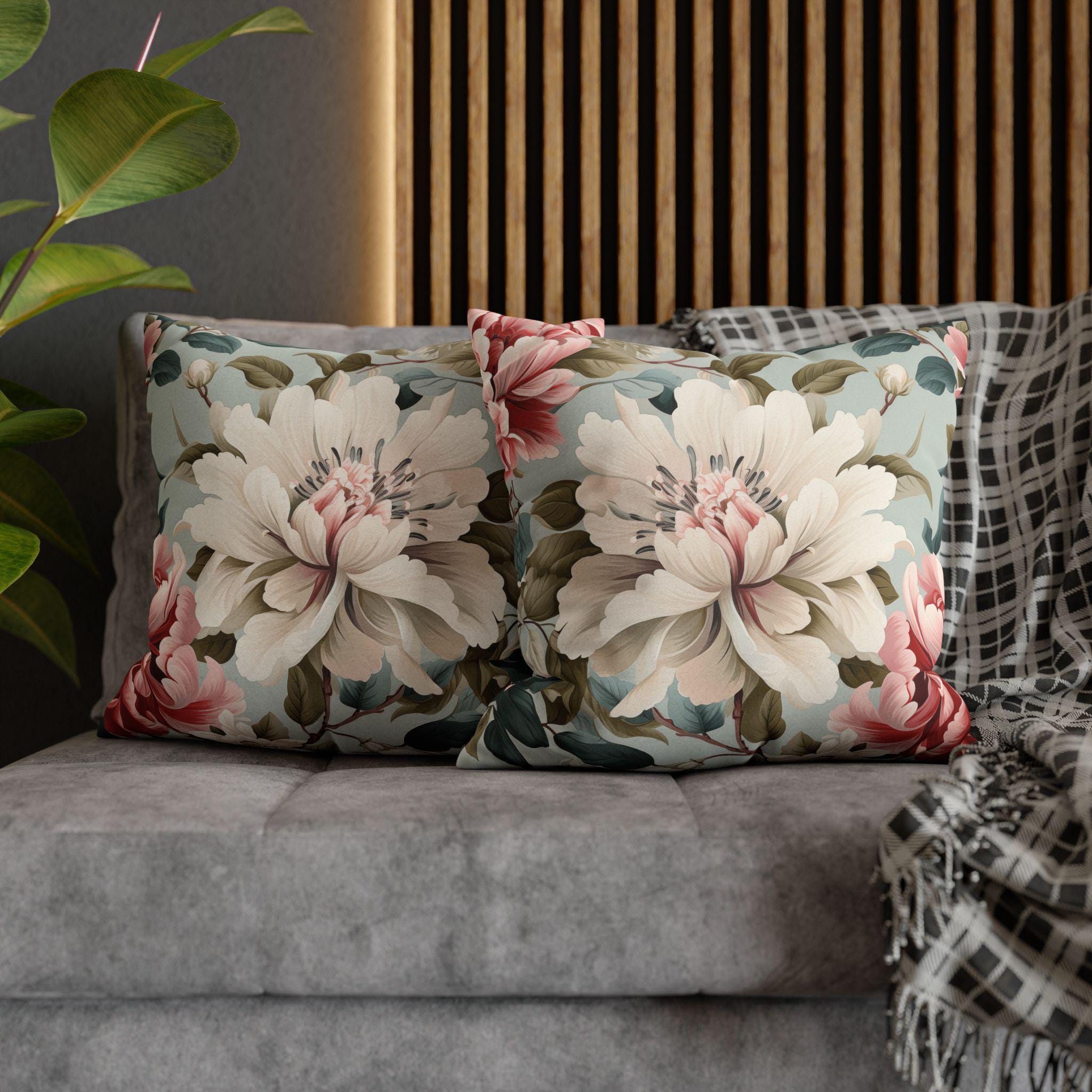 Chinoiserie Floral Pillow Cover: Cottagecore Garden Rose Peony Design