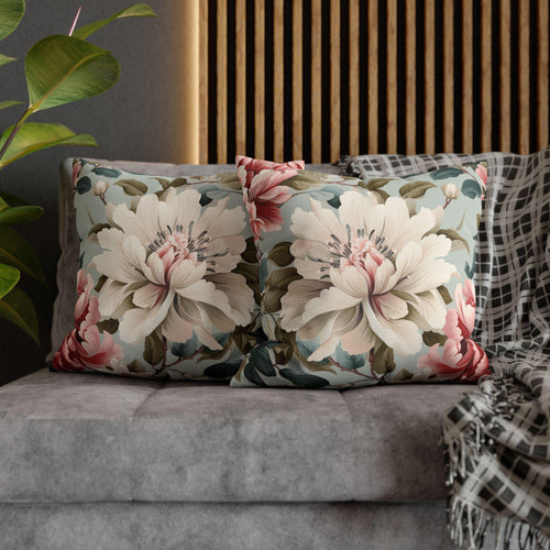 Chinoiserie Floral Pillow Cover: Cottagecore Garden Rose Peony Design