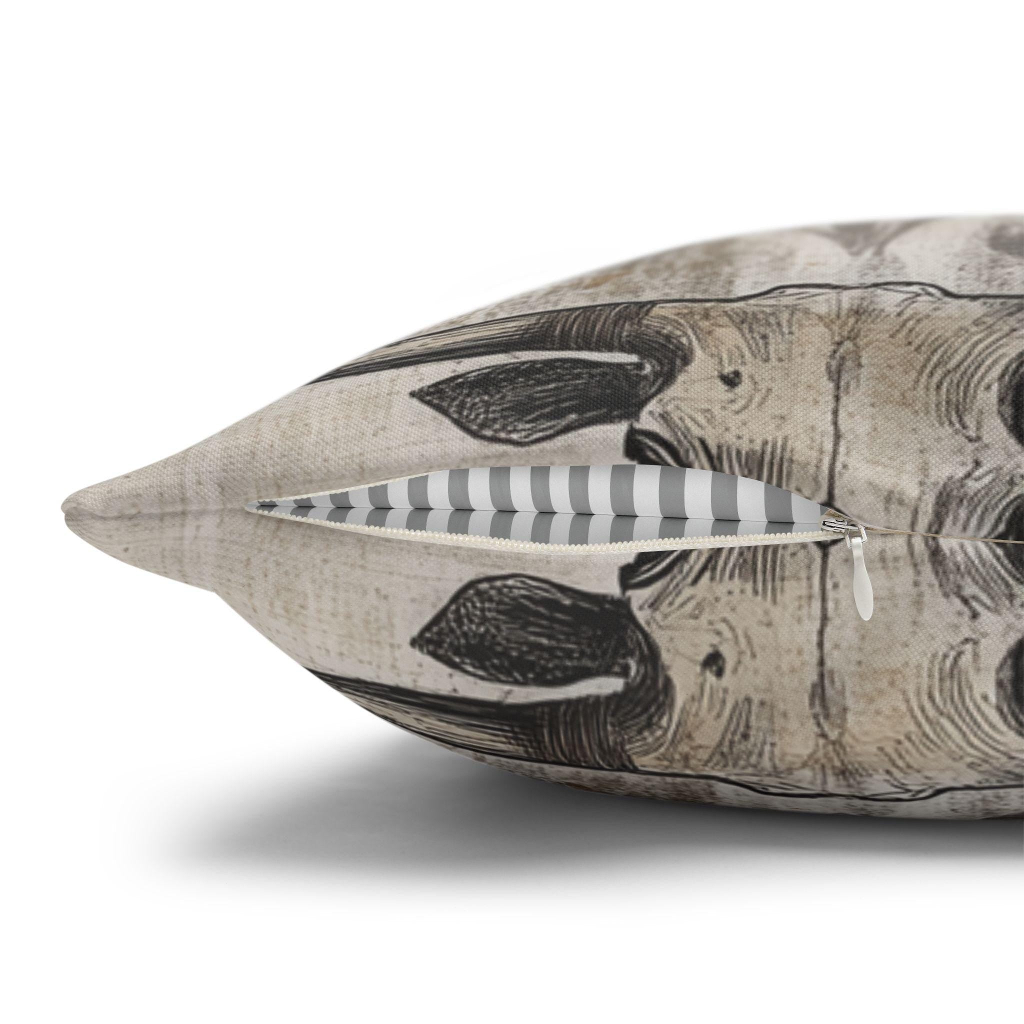 Rustic Longhorn Skull Pillow Cover: Western Ranch Decor for Southwest Cowboy Home Accent