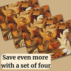 Autumn Leaves Swirling Cotton Twill Placemat - Fall-Themed Table Linen for Thanksgiving Decor 18x14