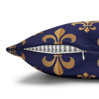 Gold and Royal Blue Fleur de Lys Pillow Cover: Classic French Heraldic Pattern