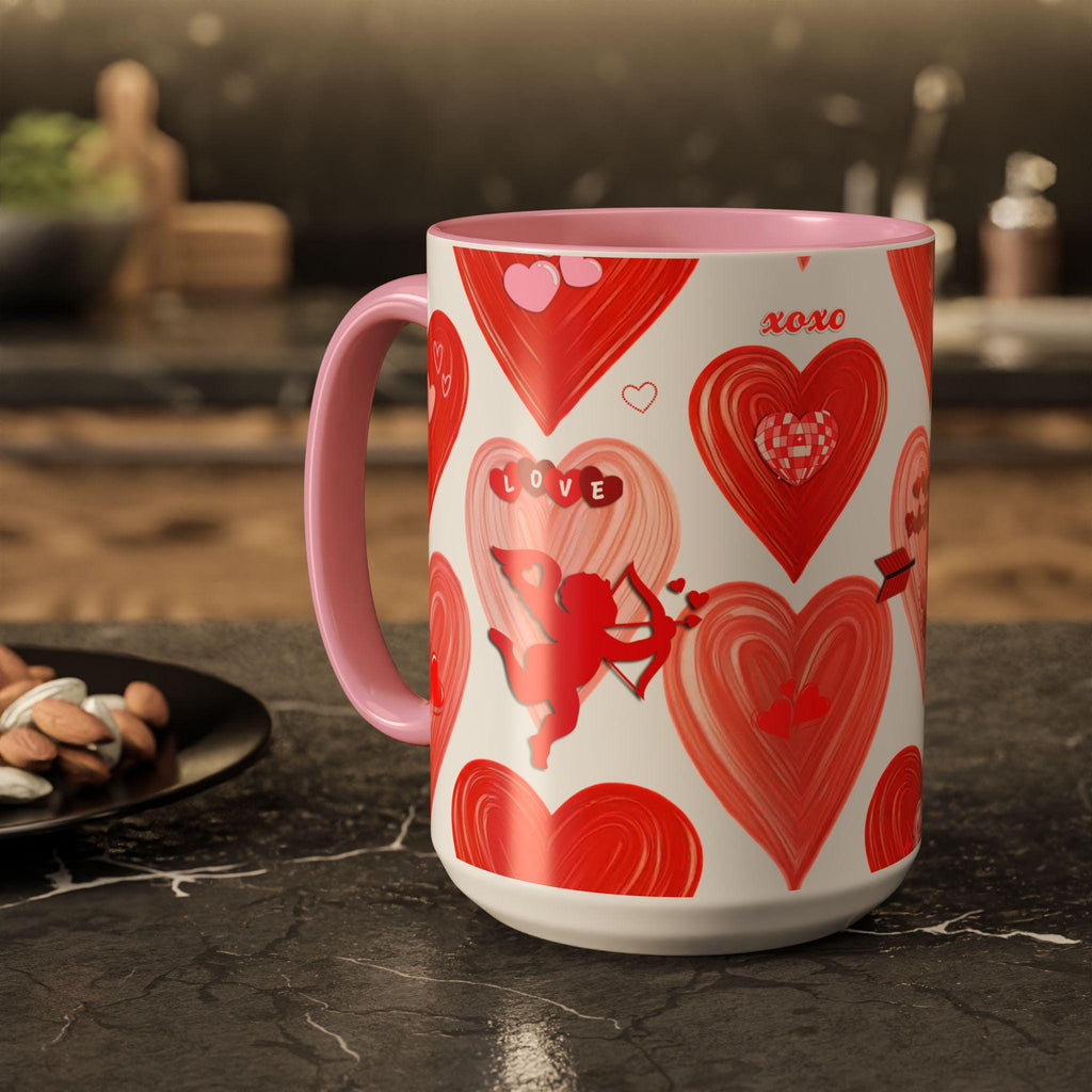 Romantic Valentine's Heart Mug: Cupid's Arrow Love Note Gift for Coffee & Tea Lovers (11oz/15oz)
