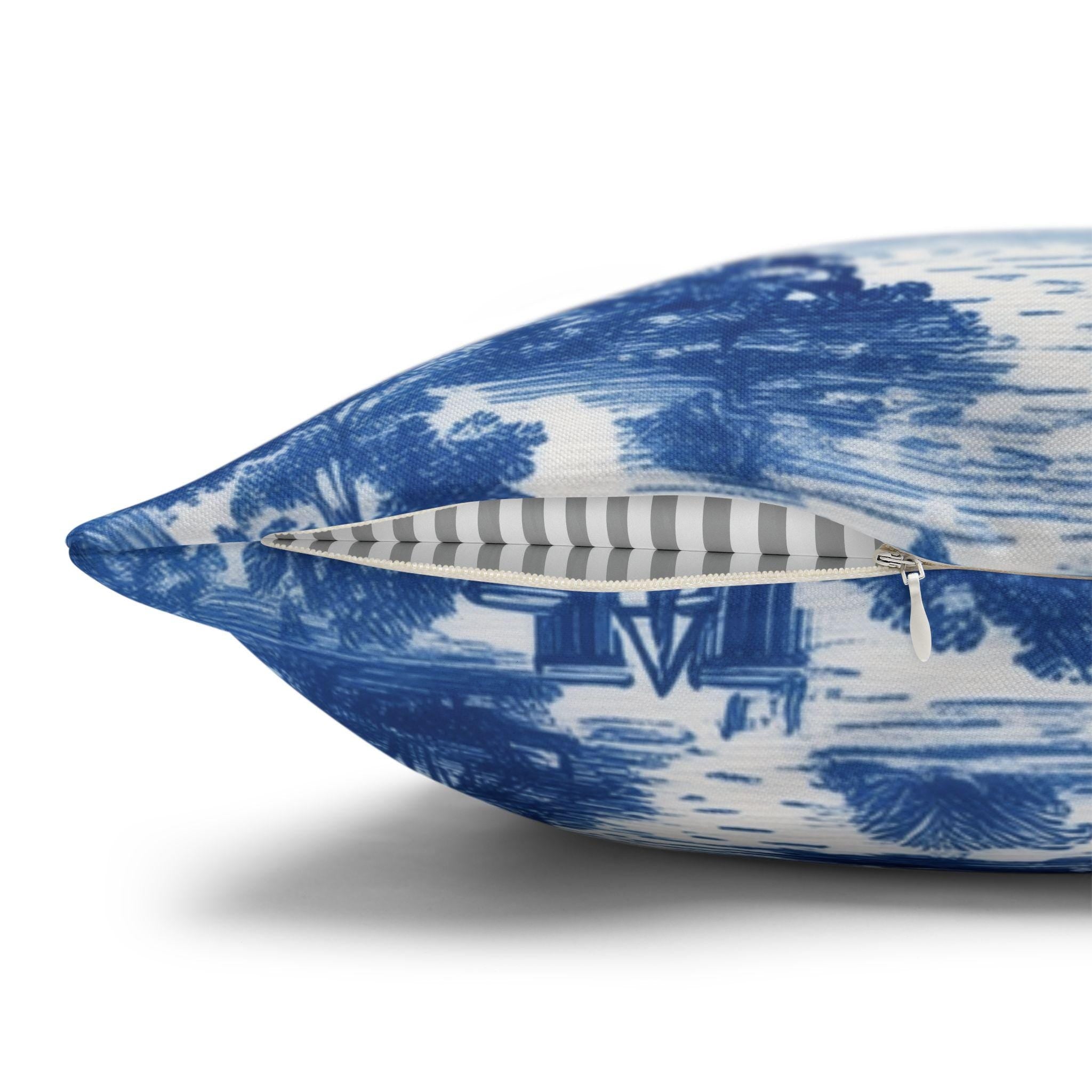 NYC Toile Pillow Cover: Blue & White French Country Urban Design